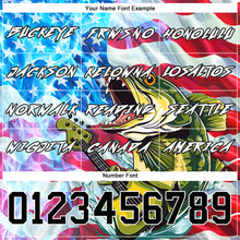 Load image into Gallery viewer, Custom Sky Blue Black-Red 3D American Flag And Largemouth Bass Fish Fishing Sports Pullover Sweatshirt Hoodie