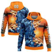 Load image into Gallery viewer, Custom Bay Orange Camo-Black 3D Trout Fish Fishing Sports Pullover Sweatshirt Hoodie