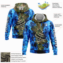 Load image into Gallery viewer, Custom Camo White-Black 3D Flame And Fish Hook Fishing Sports Pullover Sweatshirt Salute To Service Hoodie