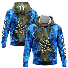 Load image into Gallery viewer, Custom Camo White-Black 3D Flame And Fish Hook Fishing Sports Pullover Sweatshirt Salute To Service Hoodie