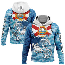 Load image into Gallery viewer, Custom Lakes Blue White Black 3D New Hampshire Flag And Largemouth Bass Carp Fish Fishing Sports Pullover Sweatshirt Hoodie