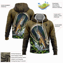 Load image into Gallery viewer, Custom Old Gold Black 3D Walleye Fish Fishing Sports Pullover Sweatshirt Hoodie