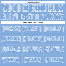 Load image into Gallery viewer, Custom Stitched Light Blue White 3D Pattern Design Contrast Color Stripe Sports Pullover Sweatshirt Hoodie