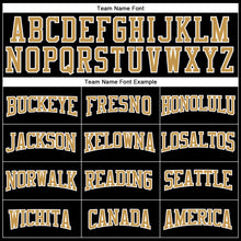 Load image into Gallery viewer, Custom Stitched Black Old Gold-White 3D Pattern Design Segmentation Patchwork Stripe Sports Pullover Sweatshirt Hoodie