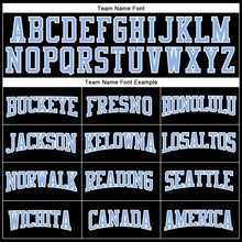 Load image into Gallery viewer, Custom Stitched Black Light Blue-White 3D Pattern Design Segmentation Patchwork Stripe Sports Pullover Sweatshirt Hoodie