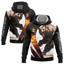 Load image into Gallery viewer, Custom Black White 3D Bear Hunting Sports Pullover Sweatshirt Hoodie