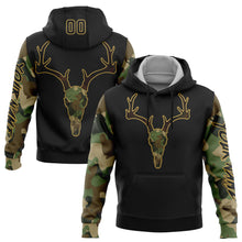 Load image into Gallery viewer, Custom Black Cmao-Old Gold 3D Deer Hunting Sports Pullover Sweatshirt Hoodie