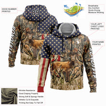 Load image into Gallery viewer, Custom Camo Black-White 3D American Flag And Deer Hunting Sports Pullover Sweatshirt Hoodie