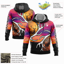 Load image into Gallery viewer, Custom Black White 3D Deer Hunting Sports Pullover Sweatshirt Hoodie