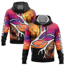 Load image into Gallery viewer, Custom Black White 3D Deer Hunting Sports Pullover Sweatshirt Hoodie