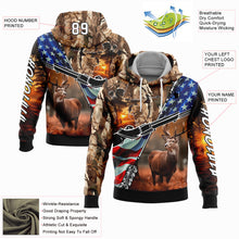 Load image into Gallery viewer, Custom Camo White-Black 3D American Flag And Hunting Tools Deer Hunting Sports Pullover Sweatshirt Hoodie