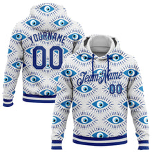Load image into Gallery viewer, Custom Stitched White Royal 3D Pattern Design Evil Eyes Sports Pullover Sweatshirt Hoodie