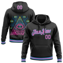 Load image into Gallery viewer, Custom Stitched Black Pink-Sky Blue 3D Pattern Design Evil Eyes Sports Pullover Sweatshirt Hoodie
