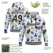 Load image into Gallery viewer, Custom Stitched White Black 3D Pattern Design Evil Eyes Sports Pullover Sweatshirt Hoodie
