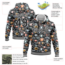 Load image into Gallery viewer, Custom Stitched Black White 3D Pattern Design Evil Eyes Sports Pullover Sweatshirt Hoodie