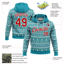 Load image into Gallery viewer, Custom Stitched Midnight Green Red-White 3D Christmas Sports Pullover Sweatshirt Hoodie