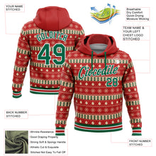 Load image into Gallery viewer, Custom Stitched Red Kelly Green-White 3D Christmas Sports Pullover Sweatshirt Hoodie
