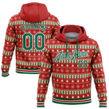 Load image into Gallery viewer, Custom Stitched Red Kelly Green-White 3D Christmas Sports Pullover Sweatshirt Hoodie