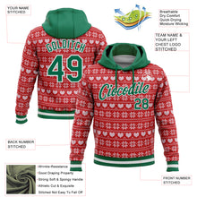 Load image into Gallery viewer, Custom Stitched Maroon Kelly Green-White 3D Christmas Sports Pullover Sweatshirt Hoodie