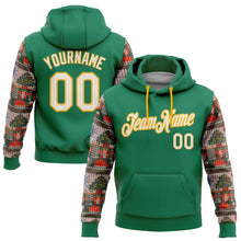 Load image into Gallery viewer, Custom Stitched Kelly Green Cream-Gold 3D Christmas Sports Pullover Sweatshirt Hoodie