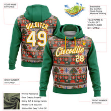 Load image into Gallery viewer, Custom Stitched Kelly Green Cream-Gold 3D Christmas Sports Pullover Sweatshirt Hoodie