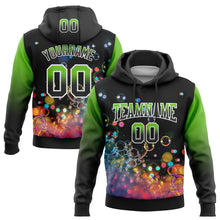 Load image into Gallery viewer, Custom Stitched Black Aurora Green-White Fade 3D Pattern Design Colorful Bubbles Sports Pullover Sweatshirt Hoodie