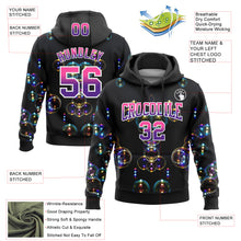Load image into Gallery viewer, Custom Stitched Black Pink-Purple Fade 3D Pattern Design Colorful Bubbles Sports Pullover Sweatshirt Hoodie