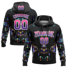 Load image into Gallery viewer, Custom Stitched Black Pink-Purple Fade 3D Pattern Design Colorful Bubbles Sports Pullover Sweatshirt Hoodie