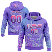 Load image into Gallery viewer, Custom Stitched Purple Pink-White Fade 3D Pattern Design Colorful Bubbles Sports Pullover Sweatshirt Hoodie