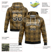 Load image into Gallery viewer, Custom Stitched Old Gold Black-White 3D Pattern Design Geometric Gradient Square Shapes Sports Pullover Sweatshirt Hoodie
