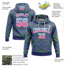 Load image into Gallery viewer, Custom Stitched Royal Light Blue-Pink Fade 3D Pattern Design Geometric Fractal Shapes Sports Pullover Sweatshirt Hoodie