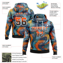 Load image into Gallery viewer, Custom Stitched Black Orange-White Fade 3D Pattern Design Colorful Curve Shapes Sports Pullover Sweatshirt Hoodie
