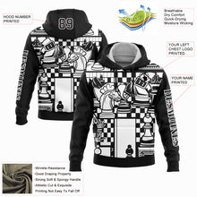 Load image into Gallery viewer, Custom Black White 3D Chess International Chess Day Sports Pullover Sweatshirt Hoodie