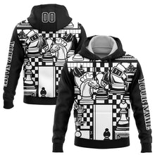 Load image into Gallery viewer, Custom Black White 3D Chess International Chess Day Sports Pullover Sweatshirt Hoodie
