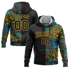Load image into Gallery viewer, Custom Stitched Black Gold 3D Bowling Sports Pullover Sweatshirt Hoodie
