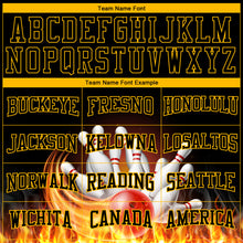 Load image into Gallery viewer, Custom Stitched Black Gold 3D Flame Bowling Sports Pullover Sweatshirt Hoodie