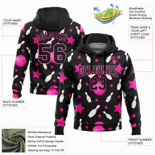 Load image into Gallery viewer, Custom Stitched Black Pink 3D Bowling Sports Pullover Sweatshirt Hoodie