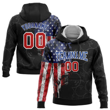 Load image into Gallery viewer, Custom Stitched Black Red-Royal 3D American Flag Bowling Sports Pullover Sweatshirt Hoodie