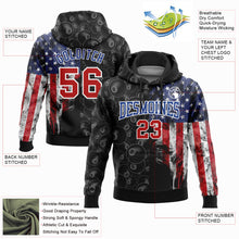 Load image into Gallery viewer, Custom Stitched Black Red-Royal 3D Billiard Snooker 8 Ball American Flag Sports Pullover Sweatshirt Hoodie