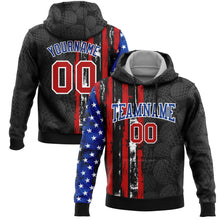 Load image into Gallery viewer, Custom Stitched Black Red-Royal 3D Golf Ball American Flag Sports Pullover Sweatshirt Hoodie