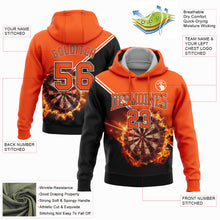 Load image into Gallery viewer, Custom Stitched Orange Black-White 3D Flame Dart Board Sports Pullover Sweatshirt Hoodie