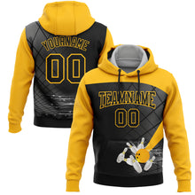 Load image into Gallery viewer, Custom Black Gold 3D Bowling Sports Pullover Sweatshirt Hoodie