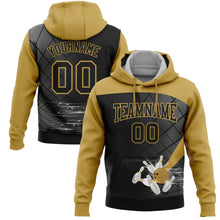 Load image into Gallery viewer, Custom Black Old Gold 3D Bowling Sports Pullover Sweatshirt Hoodie