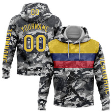 Load image into Gallery viewer, Custom Camo Yellow-US Navy Blue 3D Colombia Colombian Flag Sports Pullover Sweatshirt Salute To Service Hoodie