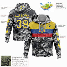 Load image into Gallery viewer, Custom Camo Yellow-Royal 3D Ecuador Ecuadorian Flag Sports Pullover Sweatshirt Salute To Service Hoodie