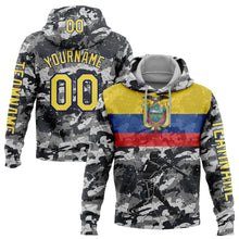 Load image into Gallery viewer, Custom Camo Yellow-Royal 3D Ecuador Ecuadorian Flag Sports Pullover Sweatshirt Salute To Service Hoodie