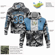 Load image into Gallery viewer, Custom Camo Light Blue-Black 3D Guatemala Guatemalan Flag Sports Pullover Sweatshirt Salute To Service Hoodie