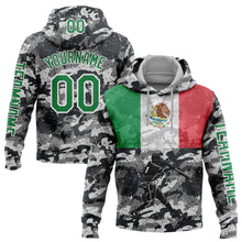 Load image into Gallery viewer, Custom Camo Kelly Green-White 3D Mexico Mexican Flag Sports Pullover Sweatshirt Salute To Service Hoodie