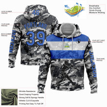 Load image into Gallery viewer, Custom Camo Powder Blue-Black 3D Nicaragua Nicaraguan Flag Sports Pullover Sweatshirt Salute To Service Hoodie