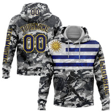 Load image into Gallery viewer, Custom Camo Navy-Yellow 3D Uruguay Uruguayan Flag Sports Pullover Sweatshirt Salute To Service Hoodie